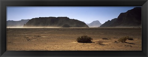 Framed Windswept desert, Wadi Rum, Jordan Print