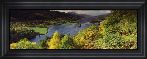 Framed Lake flowing through a forest, Loch Tummel, Pitlochry, Perthshire, Scotland Print