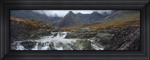 Framed Water falling from rocks, Sgurr a&#39; Mhaim, Glen Brittle, Isle of Skye, Scotland Print