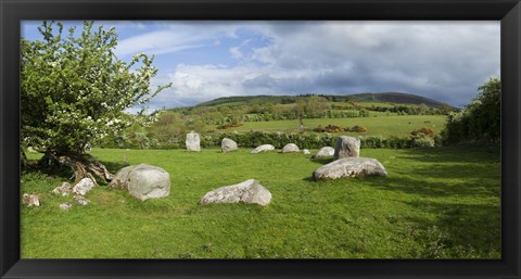 Framed Piper&#39;s Stone, Bronze Age Stone Circle (1400-800 BC) of 14 Granite Boulders, Near Hollywood, County Wicklow, Ireland Print