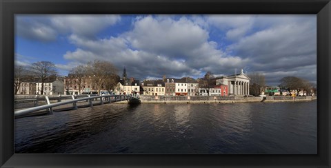 Framed Millenium Foot Bridge Over the River Lee,St Annes Church Behind, And St Mary&#39;s Church (right),Cork City, Ireland Print