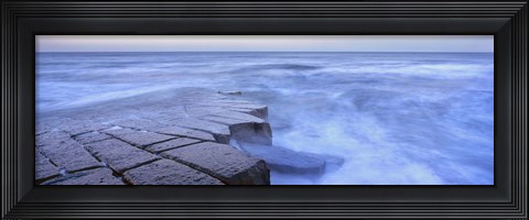 Framed Basalt rock, Berwick Upon Tweed, Scotland Print