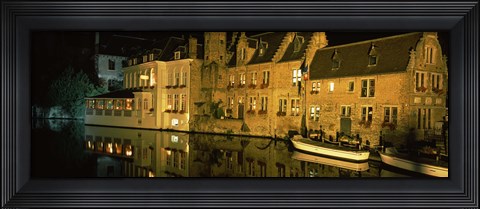 Framed Houses at the waterfront, Bruges, Flanders, Belgium Print