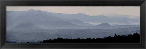 Framed Mountains in mist at dawn, Rwanda Print