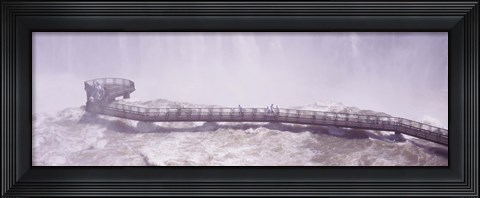 Framed People on cat walks at floodwaters on Iguacu Falls, Brazil Print