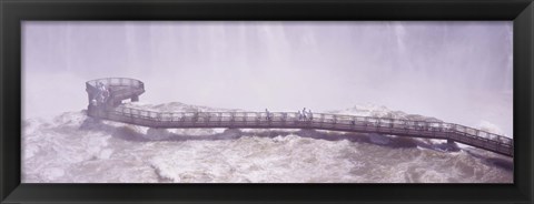 Framed People on cat walks at floodwaters on Iguacu Falls, Brazil Print