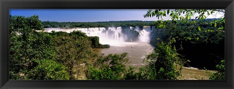 Framed Floodwaters cascading into the river at Iguacu Falls, Brazil Print