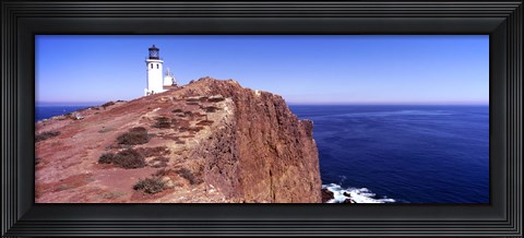 Framed Lighthouse at a coast, Anacapa Island Lighthouse, Anacapa Island, California, USA Print