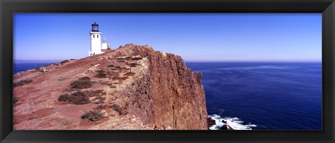 Framed Lighthouse at a coast, Anacapa Island Lighthouse, Anacapa Island, California, USA Print