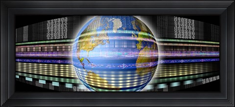 Framed Earth in digital steam Print