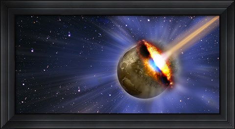 Framed Comet hitting earth Print