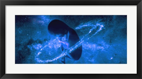 Framed Baby in universe Print