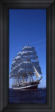Framed Tall ships race in the ocean, Baie De Douarnenez, Finistere, Brittany, France Print