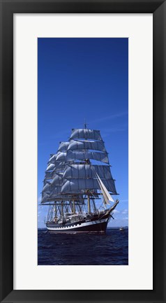 Framed Tall ships race in the ocean, Baie De Douarnenez, Finistere, Brittany, France Print