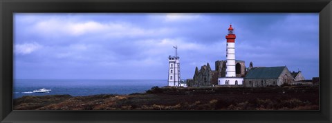 Framed Lighthouse on the coast, Saint Mathieu Lighthouse, Finistere, Brittany, France Print