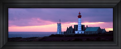 Framed Saint Mathieu Lighthouse at Dusk, Finistere, Brittany, France Print