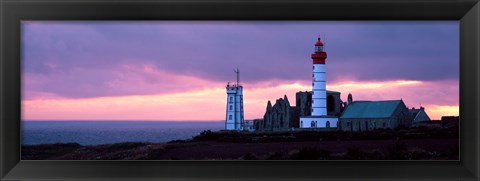 Framed Saint Mathieu Lighthouse at Dusk, Finistere, Brittany, France Print