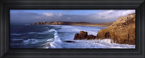 Framed Surf on the beach, Crozon Peninsula, Finistere, Brittany, France Print