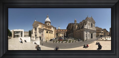 Framed Tourists sitting on steps at Piazza Porto Ripetta, Rome, Lazio, Italy Print