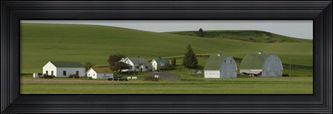 Framed Farm with double barns in wheat fields, Washington State, USA Print