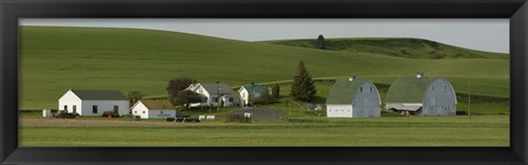 Framed Farm with double barns in wheat fields, Washington State, USA Print