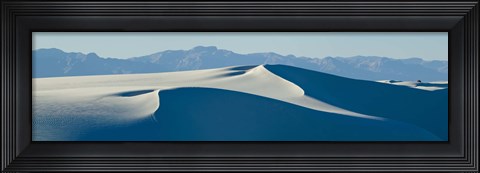 Framed White sand dunes with mountains in the background, White Sands National Monument, New Mexico, USA Print