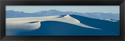 Framed White sand dunes with mountains in the background, White Sands National Monument, New Mexico, USA Print