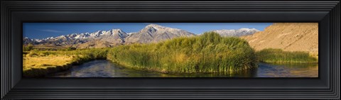 Framed Owens River flowing in front of mountains, Californian Sierra Nevada, Bishop, California, USA Print