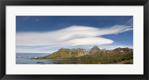 Framed Lenticular clouds forming over Cooper Bay, South Georgia Island Print