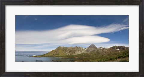 Framed Lenticular clouds forming over Cooper Bay, South Georgia Island Print