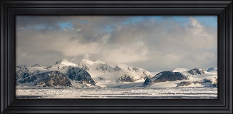 Framed Ice floes and storm clouds in the high arctic, Spitsbergen, Svalbard Islands, Norway Print