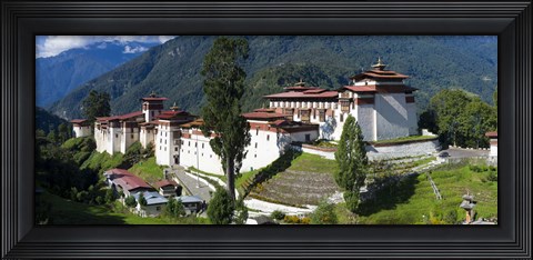 Framed High angle view of a fortress in the mountains, Trongsa Dzong, Trongsa, Bhutan Print
