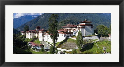 Framed High angle view of a fortress in the mountains, Trongsa Dzong, Trongsa, Bhutan Print