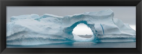 Framed Blue iceberg with hole, Antarctica Print