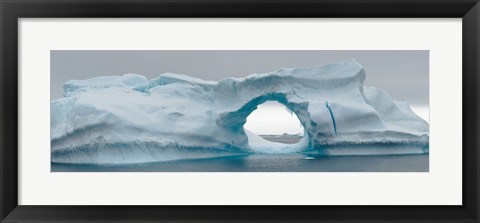 Framed Blue iceberg with hole, Antarctica Print