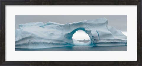 Framed Blue iceberg with hole, Antarctica Print