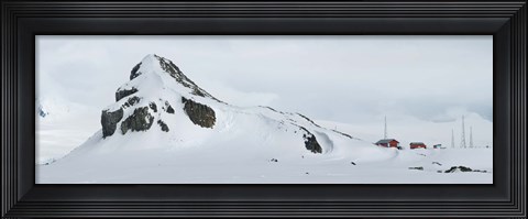 Framed Snow covered mountain, Half Moon Island Print