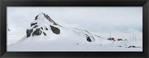 Framed Snow covered mountain, Half Moon Island Print