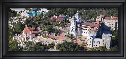 Framed Aerial view of a castle on a hill, Hearst Castle, San Simeon, San Luis Obispo County, California, USA Print