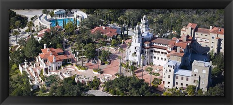 Framed Aerial view of a castle on a hill, Hearst Castle, San Simeon, San Luis Obispo County, California, USA Print