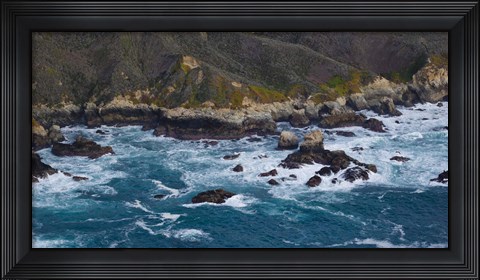 Framed Rock formations on the coast, Garrapata State Beach, Big Sur, Monterey County, California, USA Print
