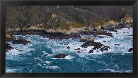 Framed Rock formations on the coast, Garrapata State Beach, Big Sur, Monterey County, California, USA Print
