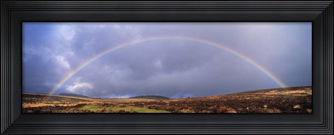 Framed Rainbow above Fernworthy Forest, Dartmoor, Devon, England Print