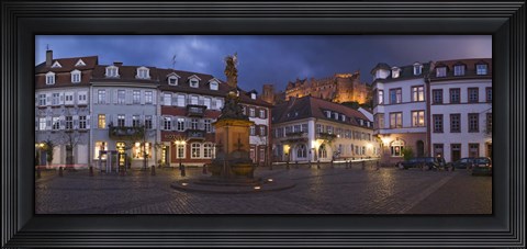 Framed Castle in town square at dusk, Kornmarkt, Baden-Wurttemberg, Germany Print