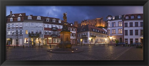 Framed Castle in town square at dusk, Kornmarkt, Baden-Wurttemberg, Germany Print