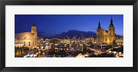 Framed Christmas market lit up at night, Ludwigsburg, Baden-Wurttemberg, Germany Print