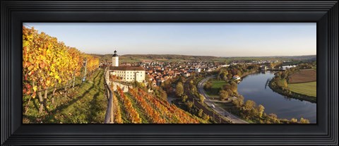 Framed Vineyards around a castle, Horneck Castle, Gundelsheim, Baden-Wurttemberg, Germany Print