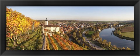 Framed Vineyards around a castle, Horneck Castle, Gundelsheim, Baden-Wurttemberg, Germany Print