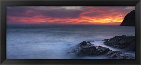 Framed Coast at sunset, L&#39;ile-Rousse, Haute-Corse, Corsica, France Print