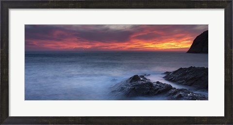 Framed Coast at sunset, L&#39;ile-Rousse, Haute-Corse, Corsica, France Print